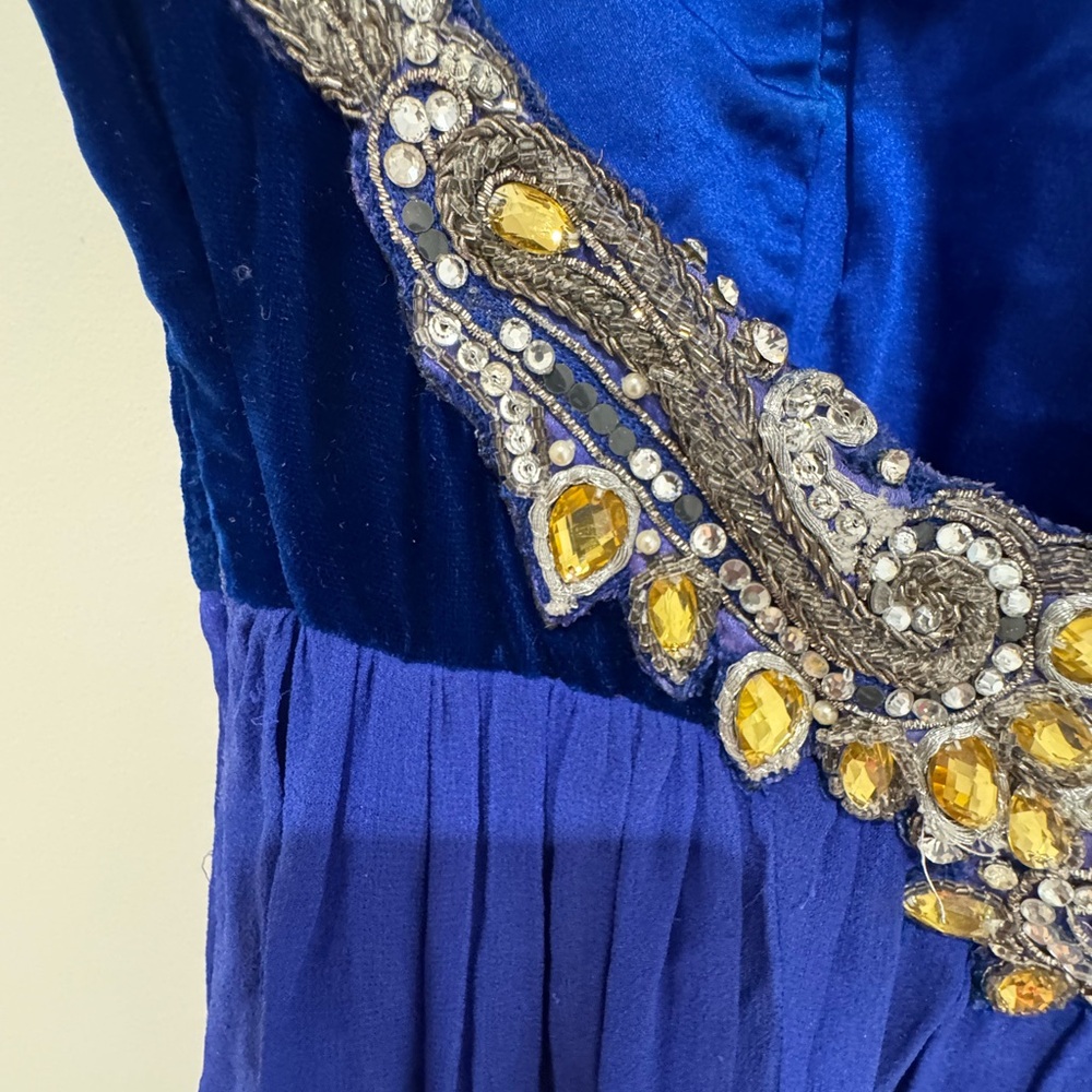 Embellished Indian Evening Gown with Velvet Bust - Picture 4 of 10